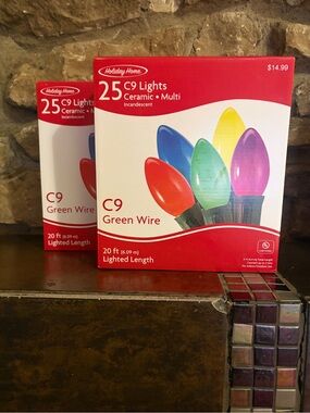 NWT Holiday Home C9 Multi Ceramic Lights Red, Blue, Green, Yellow, Purple 2 Sets